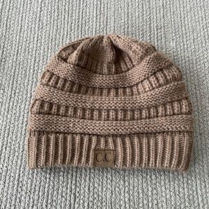 C.C Neutral Taupe Tan Knit Beanie Winter Hat